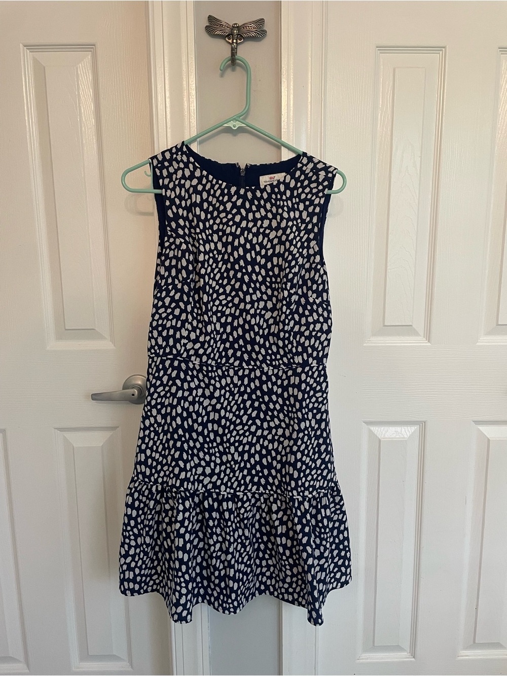 Vineyard Vines Navy and White Sleeveless Dot Print Dress